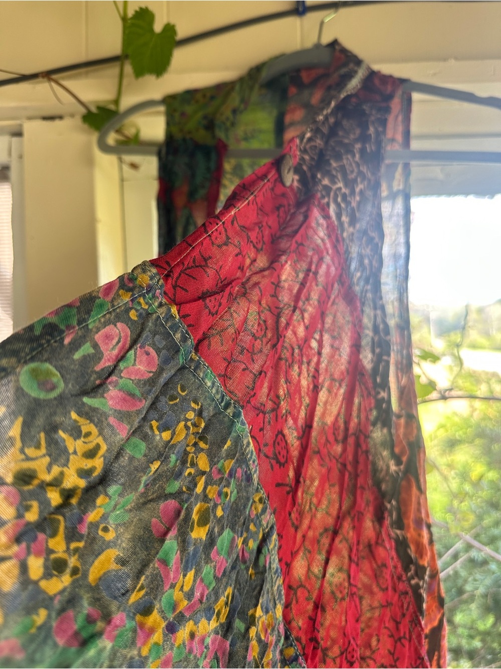 Vest like 100% cotton Bohemian Asymmetrical in Red & Multicolor